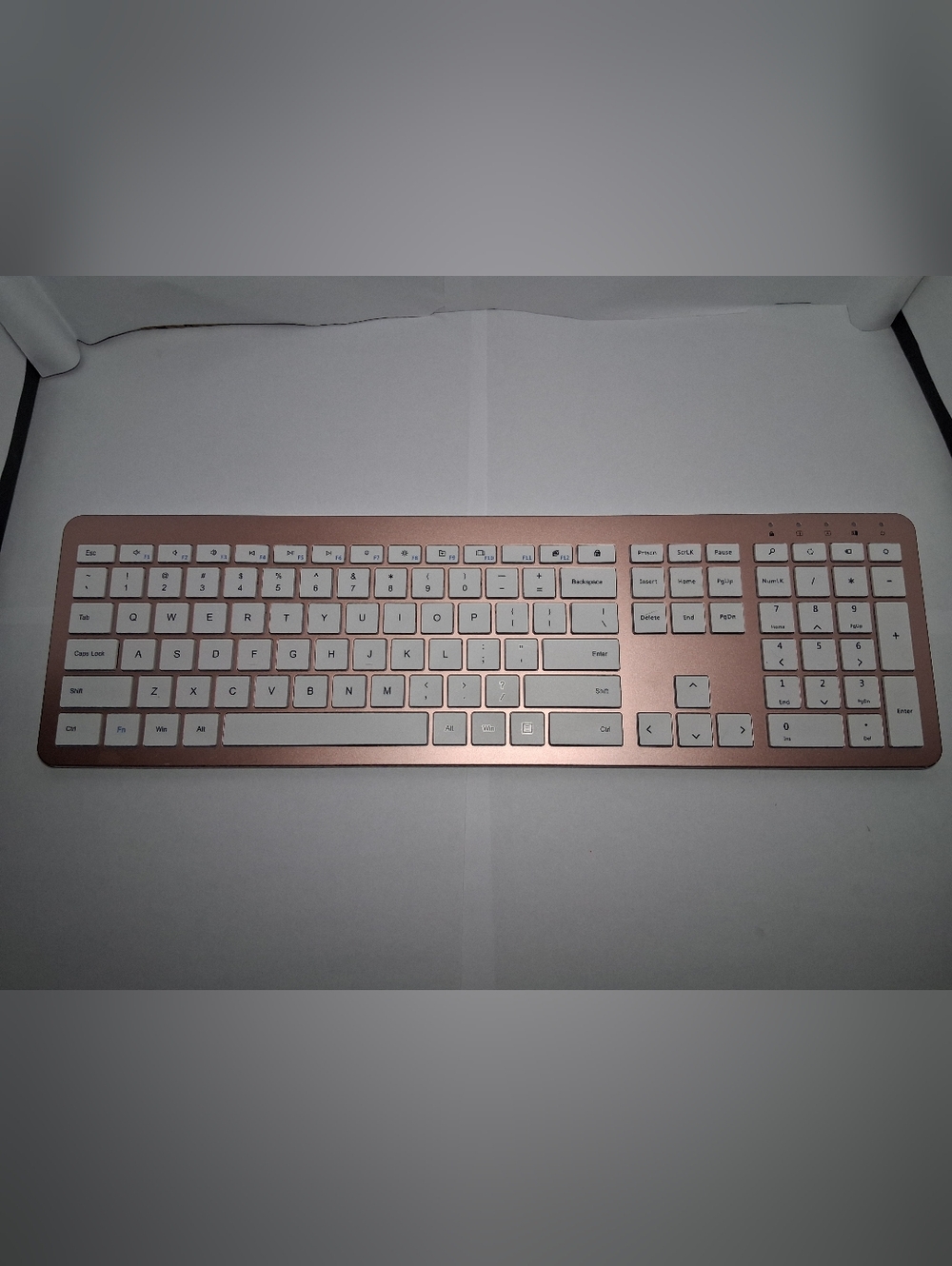 Slim Rose Gold Wireless Keyboard with White Keys